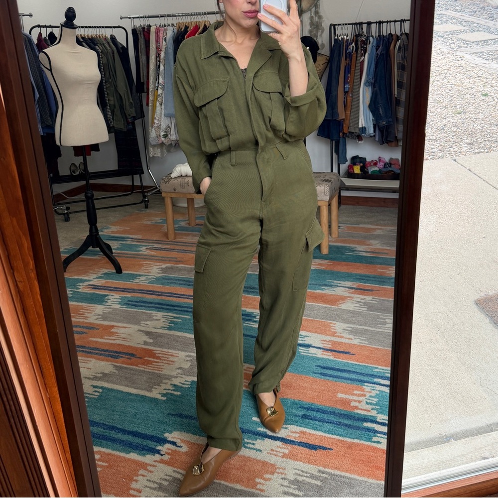 Vintage 90s Seattle Gear Green Jumpsuit USA Small - Picture 2 of 12